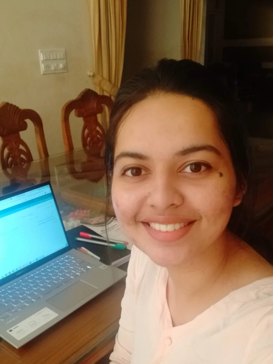 At the laptop