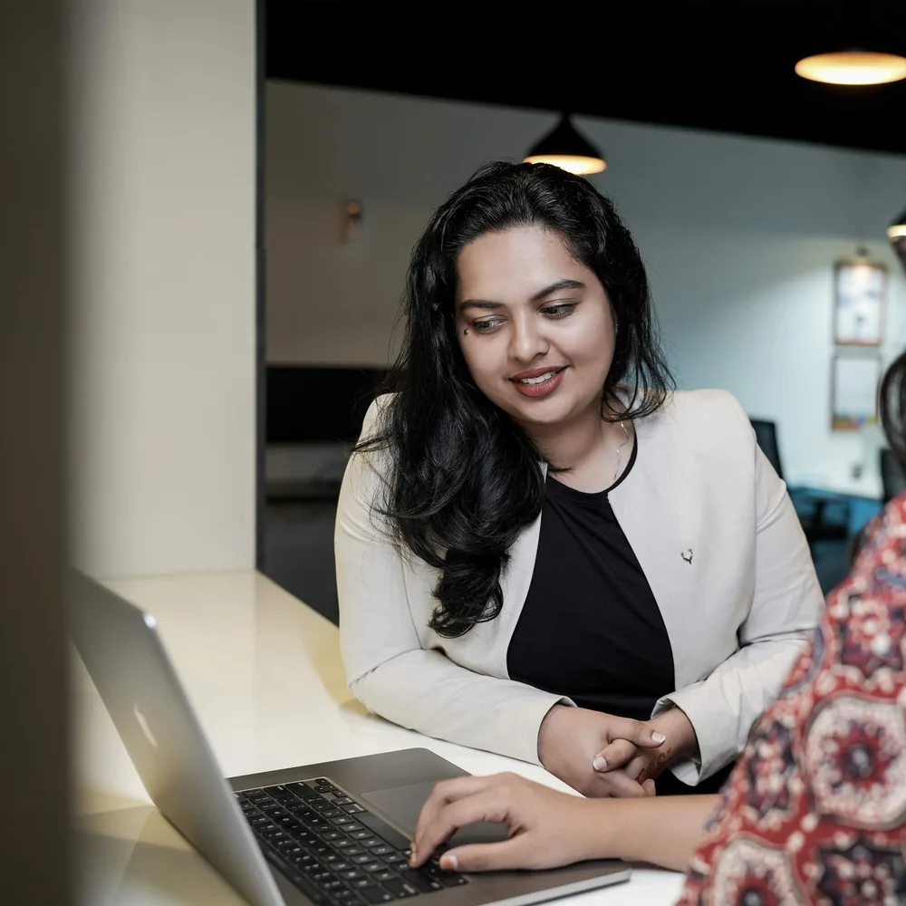 In conversation over a laptop
