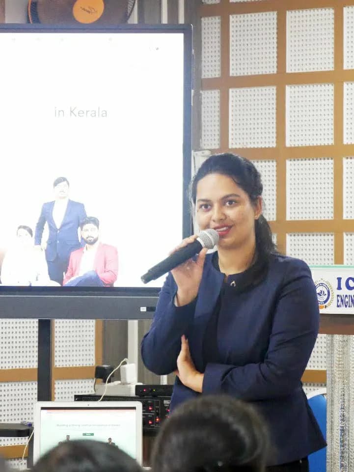 Speaking at the lectern